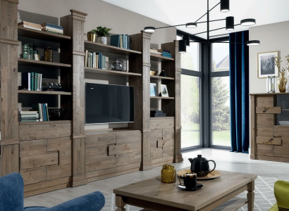 Wall unit cabinet system Living room Wardrobe Country house Chest of drawers TV